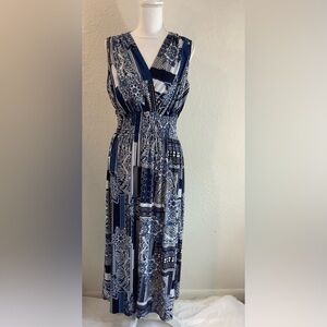 Ana & Rose Blue and White Maxi Dress Plus 2X